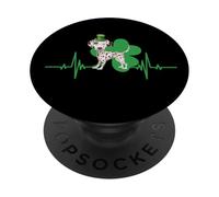 Dalmatian Leprechaun Dog Heartbeat Shamrock St.Patricks Day PopSockets PopGrip Adesivo