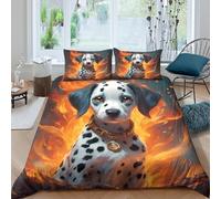 Dalmatian puppycopripiumino ultra microfibra 3 pezzi motivo 3D con cerniera fantasy art style Set Di Copripiumino con federe per cuscini traspirante for bambini e adolescenti Super king（260x220cm）