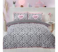Dalmatian Set Copripiumino Doppio 2 in 1 Disegni Animale Pelle Letto Nero /