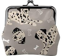 Dalmatians and Bones On Grey Portamonete da donna in pelle, piccolo portamonete con chiusura a lucchetto a bacio e fibbia portafoglio per ragazza regalo, Come nella foto, Taglia unica, Organizer per