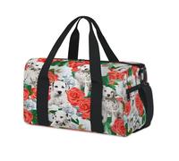 Dalmatins Dog Flower Sport Duffel Borse per Bambini Ragazze Ragazzi Donne Uomini Cane Carino Pernottamento Weekender Borsa Da Viaggio Tote Carry Palestra Casual Duffel Borse