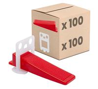 Dalsys Set sistema di livellamento per piastrelle da 3mm: 200 pezzi, 100 linguette + 100 cunei, set di accessori per la posa, strumento per piastrellista