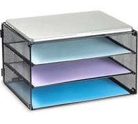 DALTACK Organizer da scrivania a 3 ripiani, in rete metallica, per casa e ufficio, nero