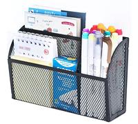 DALTACK Portamatite magnetico per lavagna bianca, 3 griglie, portapenne magnetico per frigorifero, organizer magnetico per armadietti, accessori per casa, scuola e ufficio, nero