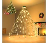 Dalugo Catena di luci per albero di Natale, bianco caldo, 2,4 m, 480 LED, impermeabile, con timer da 6 ore, funzione memoria, 8 modalità di illuminazione