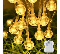 Dalugo Catena Luminosa, 6M 40 LED Bianco Cristallo Globo Luci LED a Batteria con Timer 6h, IP65 Impermeabile Luci Da Esterno per Camera da Letto, Balcone, Matrimonio, Decorazione di Natale