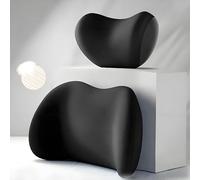 DALUJIE 2 Pezzi Supporto Lombare per Auto e Poggiatesta Auto per Kia EV9 / EV9 GT-Line 2023 2024 2025, Cuscino per Auto Morbida Memory Foam Cuscino Lombare Ergonomico,Black