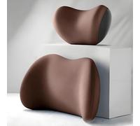DALUJIE 2 Pezzi Supporto Lombare per Auto e Poggiatesta Auto per Kia EV9 GT Line MV 2024 2025 2026, Cuscino per Auto Morbida Memory Foam Cuscino Lombare Ergonomico,Brown