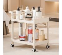 Dalumian Carrello da salone per parrucchiere, carrello medico multifunzionale a 2 ripiani, carrello portatrucchi con ruote, carrello portautensili mobile con maniglia, per cucina clinica(No drawer)