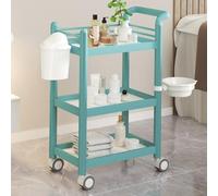 Dalumian Carrello per estetista, carrello per bellezza con ruote, organizer per barbiere con 1 cassetto, 1 cestino e lavabo, carrello portaoggetti mobile per cucina, ufficio, bagno, spa(Green)