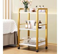 Dalumian Carrello portaoggetti a 3 ripiani con ruote, organizer per carrelli, carrello portaoggetti per estetica, scaffalatura mobile, espositori per cosmetici, per cucina di barbieri(43 * 33 * 84cm)