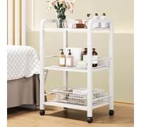 Dalumian Carrello portaoggetti con ruote per cosmetici, carrello bar con ruote universali, carrello a 3 ripiani, organizer per toeletta, libreria stretta, piccola libreria per bagno, cucina(A)
