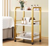 Dalumian Carrello portaoggetti con ruote per cosmetici, carrello bar con ruote universali, carrello a 3 ripiani, organizer per toeletta, libreria stretta, piccola libreria per bagno, cucina(C)