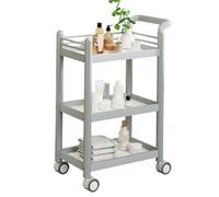Dalumian Carrello portaoggetti per salone di bellezza, carrello per estetista a 3 ripiani, tavolino moderno con ruote e braccioli ergonomici, struttura in metallo (52 * 37 * 90 cm)(White)