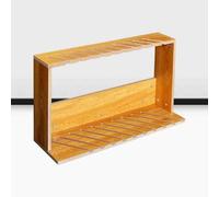 Dalumian Espositore per piastrelle a 10 ripiani, espositore per campioni di materiali da costruzione, scaffale espositivo per pavimenti con fessure, espositore compatto in legno(B,1.4cm slot)