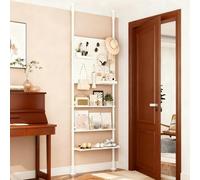 Dalumian Libreria alta e stretta dietro porta, libreria alta e stretta con montaggio tensione, organizer da parete con pannello forato e ripiano, espositore telescopico per fioriere pavimento(B,72CM)