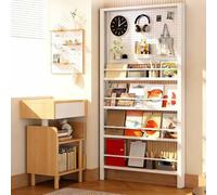 Dalumian Libreria dietro la porta, espositore portaoggetti in metallo con pannello perforato, ripiani regolabili, libreria stretta per casa, cucina, bagno, bianco(80cm)