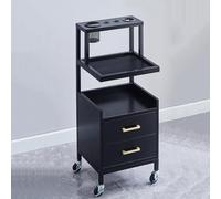 Dalumian Mobiletto portaoggetti per barbiere a 2 cassetti, organizer per parrucchieri con 4 ruote, carrello mobile per il viso a più livelli con porta asciugacapelli, carrello per parrucchiere(B)