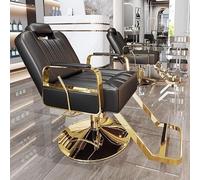Dalumian Poltrona da salone reclinabile e robusta, poltrona da parrucchiere | Altezza e schienale regolabili, rotazione 360°, portata 150kg, imbottitura 15cm, poltrona barbiere in ecopelle (PU)(Black,A)