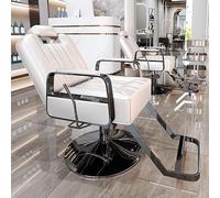 Dalumian Poltrona da salone reclinabile e robusta, poltrona da parrucchiere | Altezza e schienale regolabili, rotazione 360°, portata 150kg, imbottitura 15cm, poltrona barbiere in ecopelle (PU)(White,B)