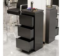 Dalumian Postazioni per lo styling dei capelli da barbiere, mobile indipendente per postazione da salone, cassetta degli attrezzi in acciaio inossidabile con cassetti(Black,3-drawer)