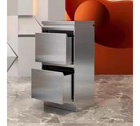 Dalumian Postazioni per lo styling dei capelli da barbiere, mobile indipendente per postazione da salone, cassetta degli attrezzi in acciaio inossidabile con cassetti(Silver,2-drawer)