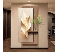 Dalumian Quadro decorativo da parete moderno in arenaria 3D, murale da appendere con vaso e pianta finta, scultura da parete per corridoio, ingresso, design senza cornice(B,70 * 140CM)