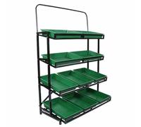 Dalumian Scaffali espositivi commerciali per frutta e verdura, cestini per la conservazione verdure, espositori per negozi al dettaglio con cestini PP, adatti per l'organizzazione di cucina(A,4-tier)