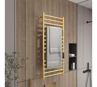Dalumian Scaldasalviette da Parete, scaldasalviette Elettrico, scaldasalviette da Bagno a 14 Barre con Timer Integrato, stendibiancheria Elettrico in Acciaio Inox 304 per Bagno e Hotel(Gold,B)