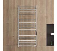 Dalumian Scaldasalviette da Parete, scaldasalviette Elettrico, scaldasalviette da Bagno a 14 Barre con Timer Integrato, stendibiancheria Elettrico in Acciaio Inox 304 per Bagno e Hotel(Silver,A)