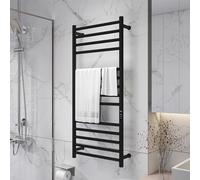 Dalumian Scaldasalviette da Parete, scaldasalviette Elettrico, scaldasalviette da Bagno a 14 Barre con Timer Integrato, stendibiancheria Elettrico in Acciaio Inox 304 per Bagno e Hotel(Black,B)