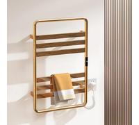 Dalumian Scaldasalviette Elettrico a Parete, portasciugamani riscaldati a 6 Barre per Bagno, Timer Integrato e Controllo della Temperatura asciugasalviette Elettrico Acciaio Inossidabile 304(Gold,B)