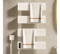 Dalumian Scaldasalviette Elettrico da Parete, scaldasalviette con Timer Touch Screen Intelligente, portasciugamani Elettrico con Spina, per Bagno, Palestra, Spa, Studio Yoga(White,4 Poles)