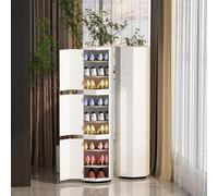 Dalumian Scarpiera girevole con ante, scarpiera alta moderna, torre portascarpe girevole multifunzionale, organizer verticale girevole Lazy Susan per angolo di ingresso e corridoio(White,9-Tier)