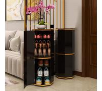 Dalumian Scarpiera ottagonale rotonda alta girevole a 360°, portascarpe girevole Lazy Susan, organizer per scarpe in metallo a torre con ripiani regolabili, salvaspazio (nero)(6-Tier)