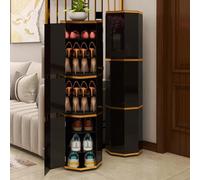 Dalumian Scarpiera ottagonale rotonda alta girevole a 360°, portascarpe girevole Lazy Susan, organizer per scarpe in metallo a torre con ripiani regolabili, salvaspazio (nero)(9-Tier)