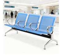 Dalumian Sedie per reception in aeroporto, sedie per sala d'attesa, sedie per reception ospiti, panche per hall, sedie da scrivania direzionali con braccioli per saloni e negozi(Blue,3-seat)