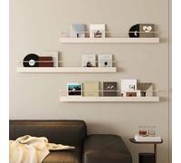 Dalumian Set di 3 portadepliant da parete, organizer per brochure e volantini, scaffale sospeso in acciaio al carbonio, espositore per dischi in vinile per soggiorno, camera da letto(White,100cm)