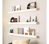 Dalumian Set di 3 portariviste/portafoglietti da parete in acciaio al carbonio, scaffale per esposizione di brochure, riviste, giornali, CD, libri e foto(White,100cm)