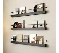 Dalumian Set di 3 portariviste/portafoglietti da parete in acciaio al carbonio, scaffale per esposizione di brochure, riviste, giornali, CD, libri e foto(Black,100cm)