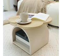 Dalumian Tavolino da caffè moderno Tatami, tavolino basso in stile giapponese, non richiede montaggio, scrivania da tè rotonda multifunzionale in legno, scrivania da terra con base in ferro(C)