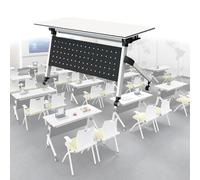 Dalumian Tavolo da conferenza, tavoli da formazione mobili con piano ribaltabile, scrivania per riunioni con ruote girevoli, grande tavolo per podcast, tavoli per seminari per aule, uffici(10PCS)