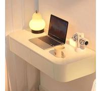 Dalumian Tavolo da toeletta a parete, cassetti per il trucco sospesi, scrivania sospesa con 2 cassetti, comodino sospeso in legno, tavolino laterale per camera da letto e soggiorno (bianco)