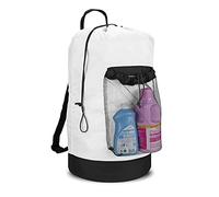 Dalykate Zaino portabiancheria con spallacci e tasca in rete, in nylon resistente, con chiusura a coulisse, per università, viaggi, lavanderia, appartamento