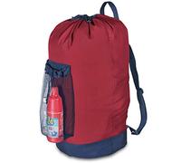 Dalykate, Zaino portabiancheria con spallacci e tasca in rete, in nylon resistente, con chiusura con coulisse, colore rosso