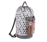 Dalykate, Zaino portabiancheria con spallacci e tasca in rete, in nylon resistente, con chiusura con coulisse, per università, viaggi, lavanderia, appartamento