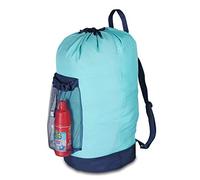 Dalykate, Zaino portabiancheria con spallacci e tasca in rete, in nylon resistente, con chiusura con coulisse, per università, viaggi, lavanderia a gettoni, appartamenti