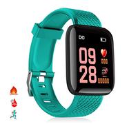 DAM Braccialetto intelligente ID116 Bluetooth 4.0 schermo a colori, cardiofrequenzimetro, impulso e modalità multi-sport, turchese, Mediano, Casual