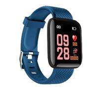 DAM Braccialetto intelligente ID116 Bluetooth 4.0 schermo a colori, cardiofrequenzimetro, impulso e modalità multi-sport, blu, Mediano, Casual