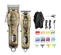 Dam Electronics Kit 2 in 1 con Tagliacapelli e Rifinitore Barba LM-2025 Metallico Vintage 8 Pettini 4 Guide Accessori Batteria Ricaricabile